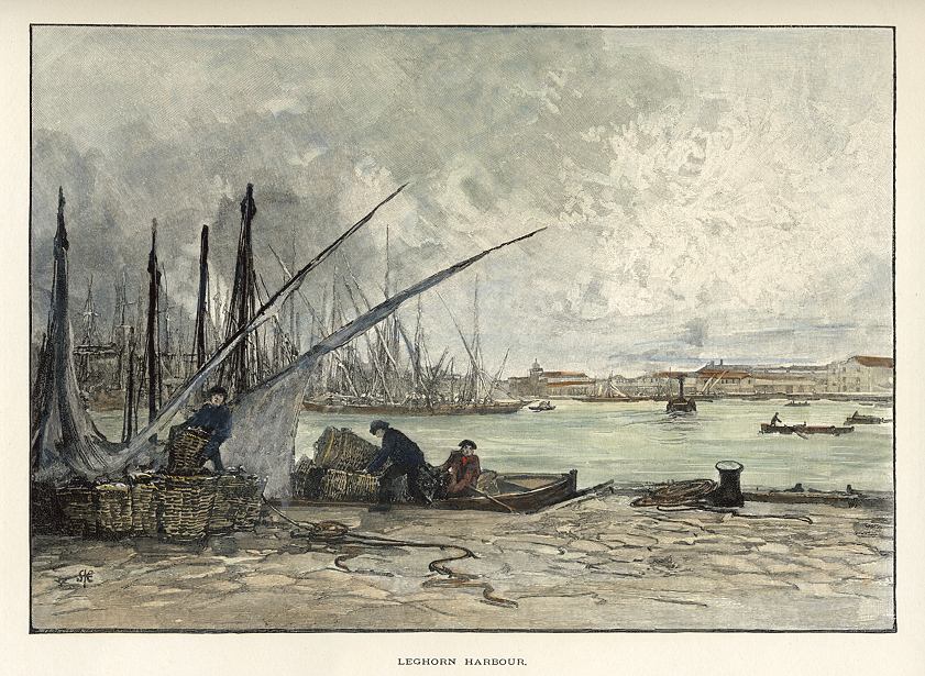 Italy, Leghorn Harbour (Livorno), 1891