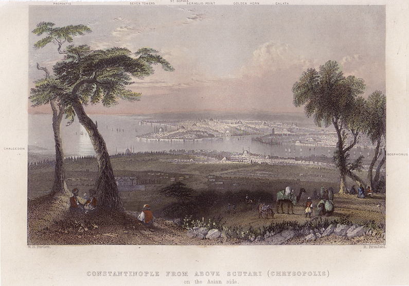 Turkey, Istanbul, Constantinople from above Scutari, 1840