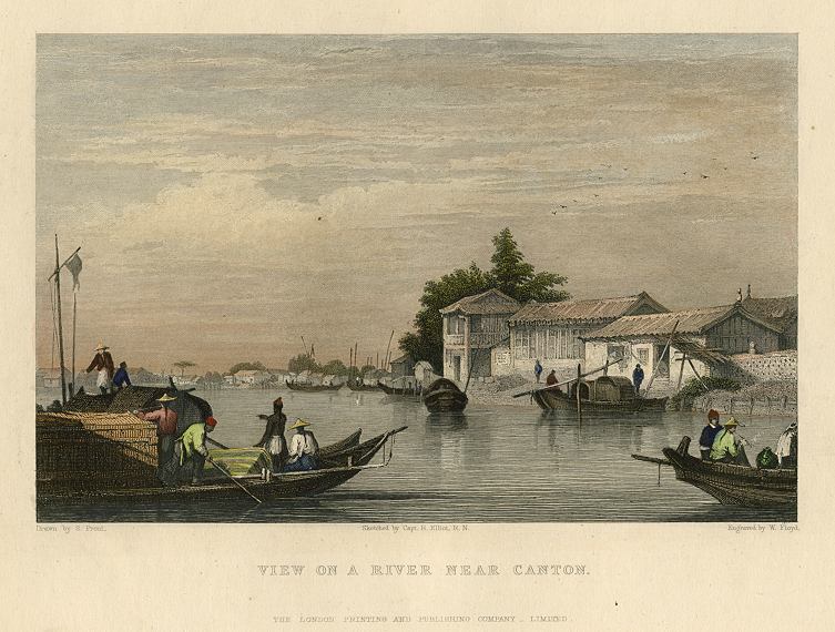 China, view on a River near Canton, 1858