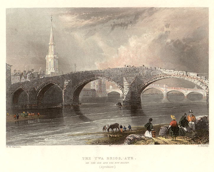 Scotland, Ayr, the Twa Brigs, 1840