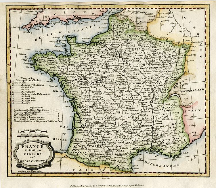 Old And Antique Prints And Maps France Map 1807 France Antique Maps