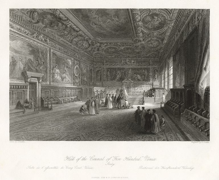 Italy, Venice, Hall of the Council of Five Hundred, 1841