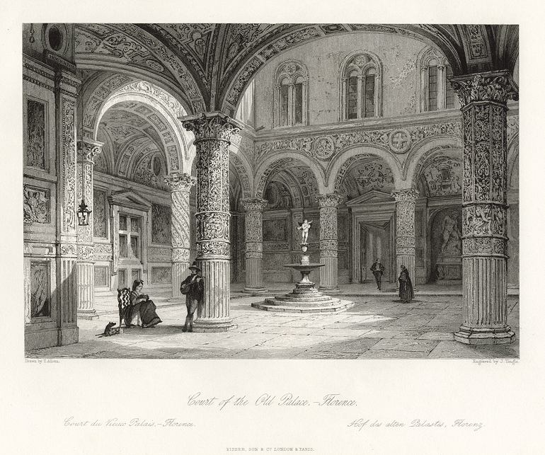 Italy, Florence, Court of the Old Palace, 1841