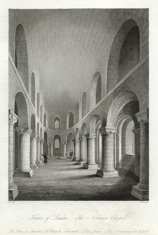 London, Tower of London, Norman Chapel, 1841