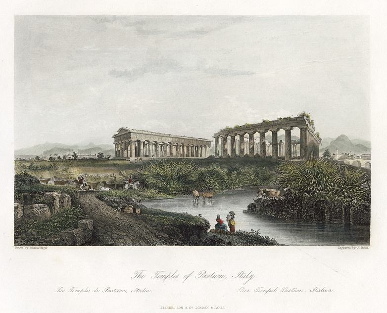 Italy, Temples of Paestum, 1841