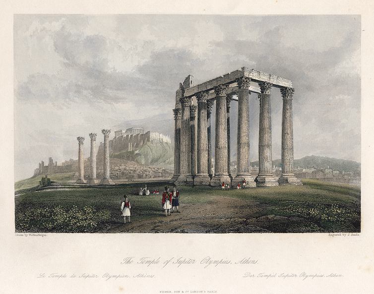 Greece, Athens, Temple of Jupiter Olympus, 1841