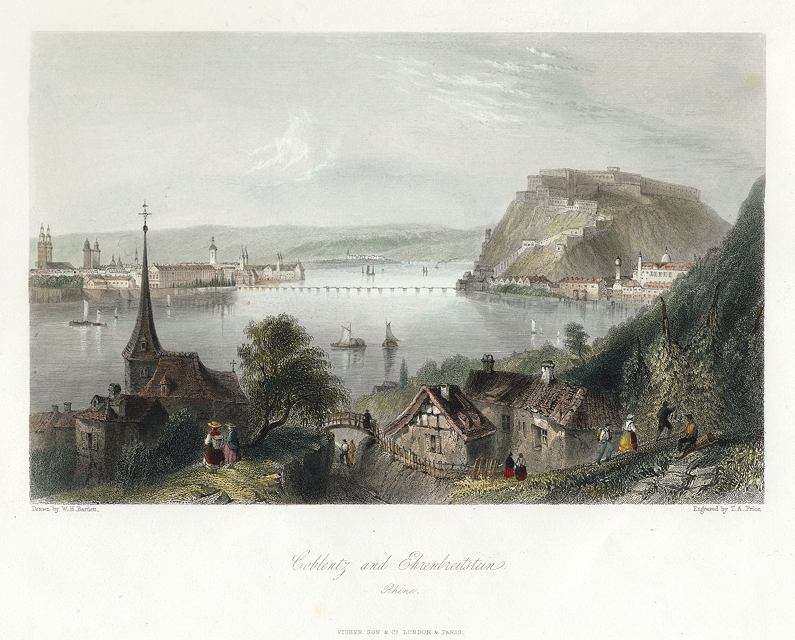 Germany, Coblenz and Ehrenbreitstein, on the Rhine, 1841