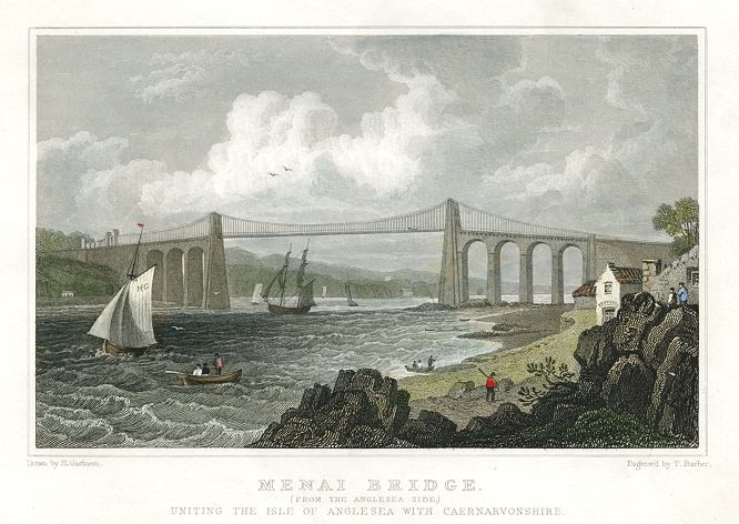 Wales, Menai Bridge, 1830