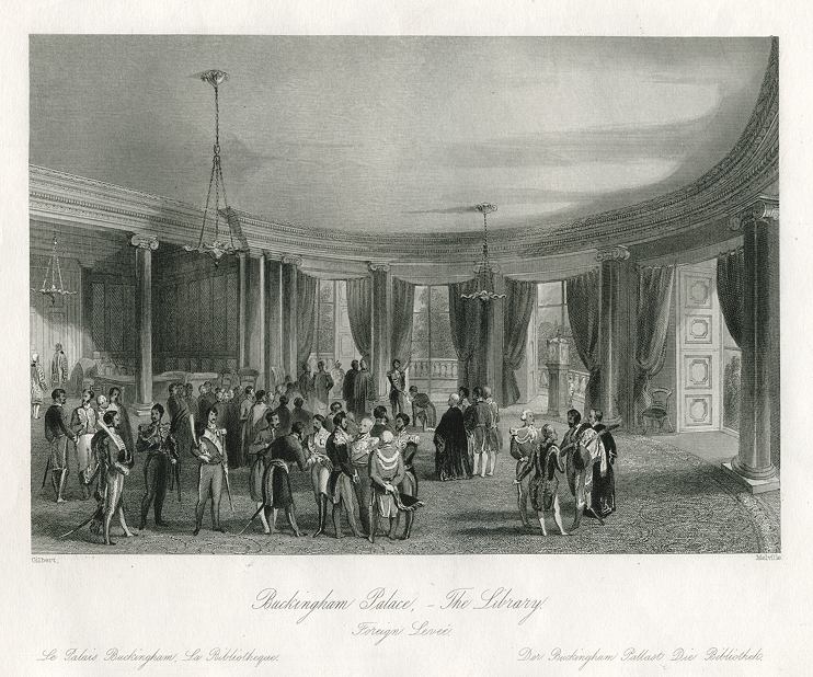 London, Buckingham Palace, the Library with a Foreign Levee, 1841