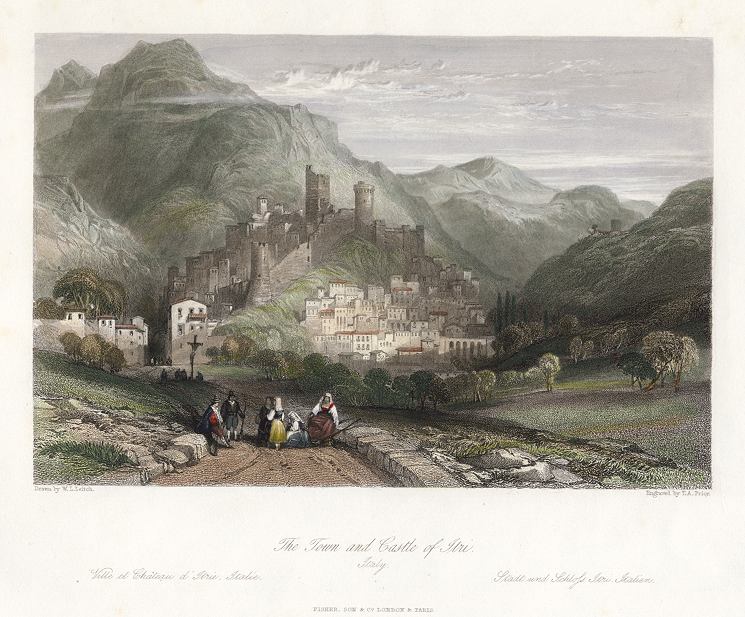 Italy, Itri, Town and Castle, 1841