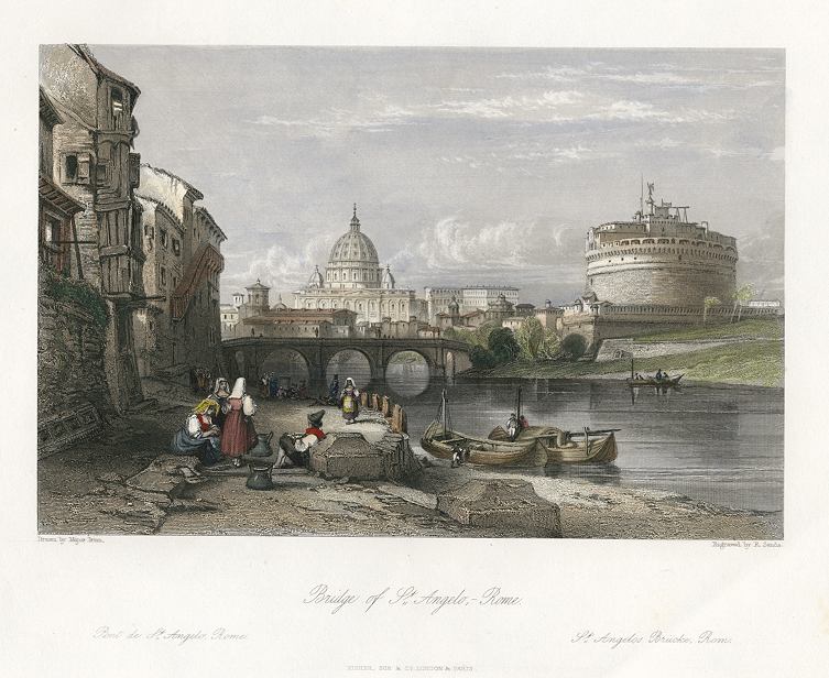 Italy, Rome, Bridge of St.Angelo, 1841