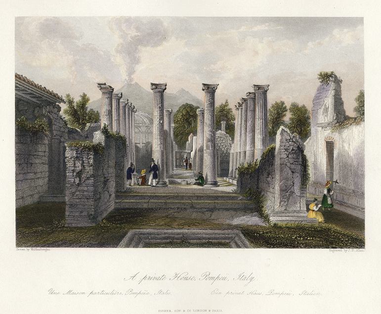 Italy, Pompeii, a Roman House, 1841