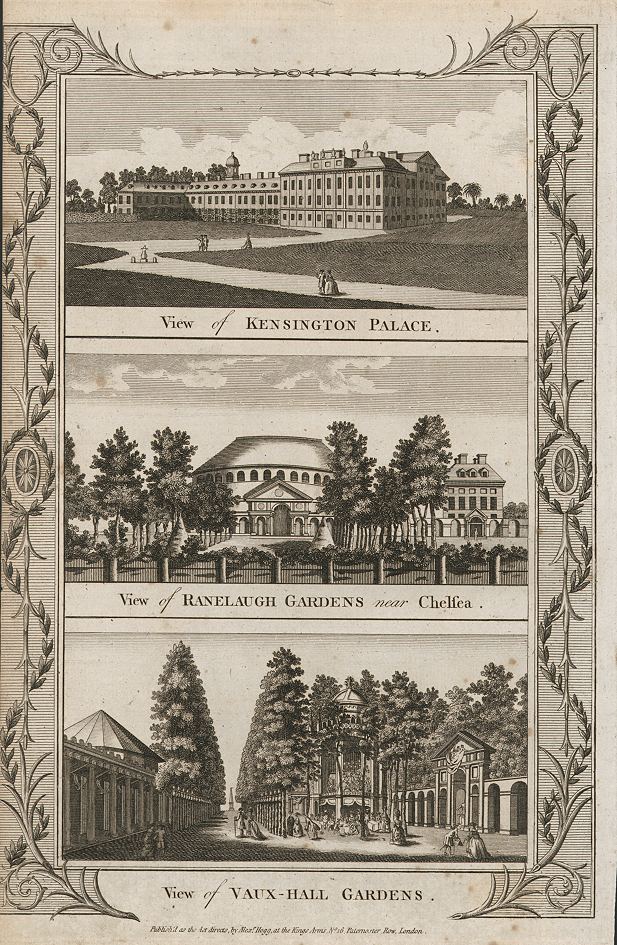 London, Kensington Palace, Ranelaugh Gardens & Vauxhall Gardens, 1784