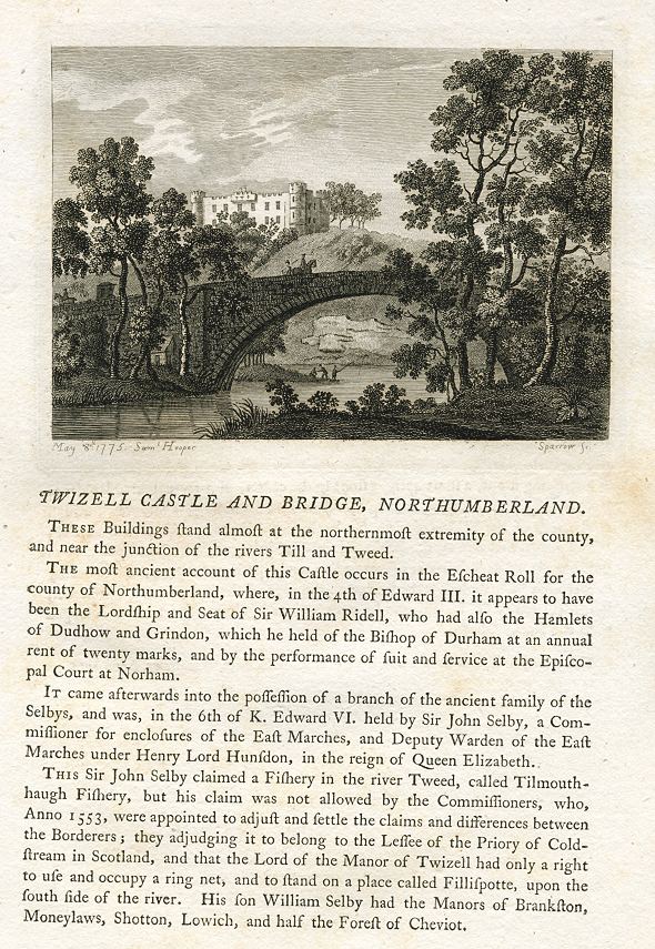 Northumberland, Twizell Castle & Bridge, 1786