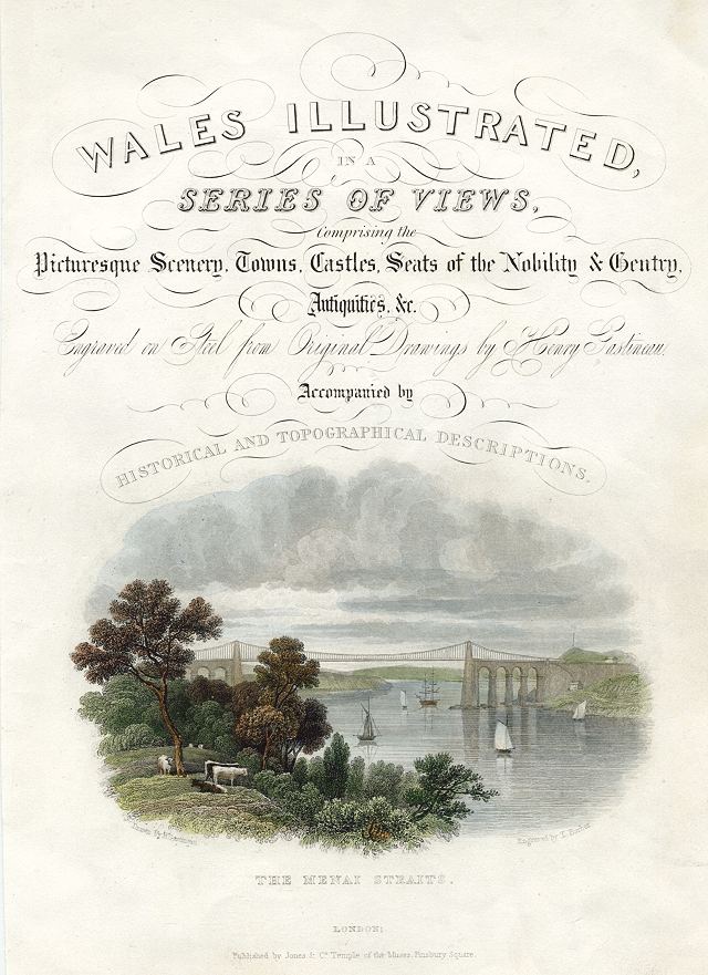 Wales, Menai Straits, decorative title page, 1830