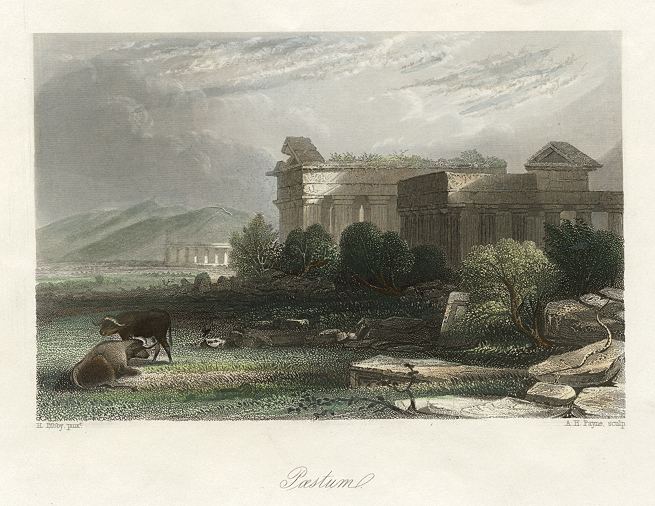 Italy, Paestum ruins, 1845