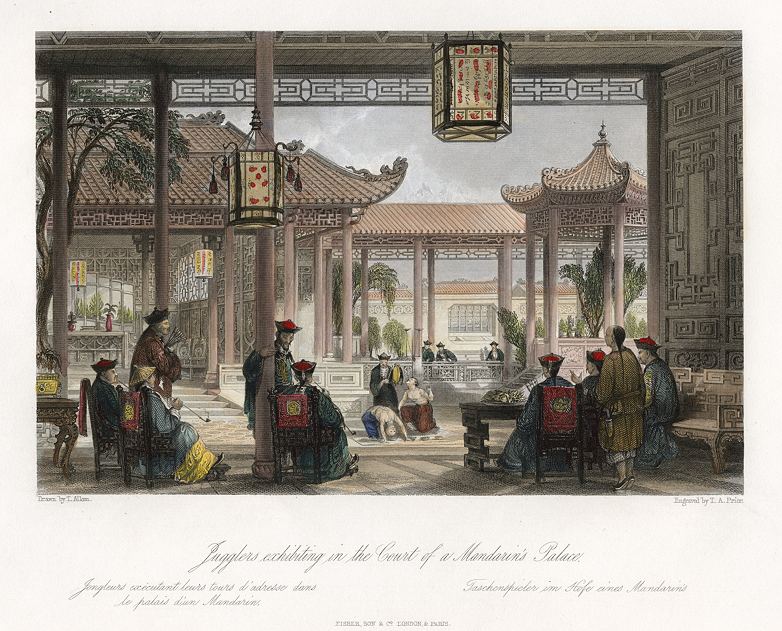 China, Jugglers exhibiting in the Court of a Mandarin's Palace, 1843