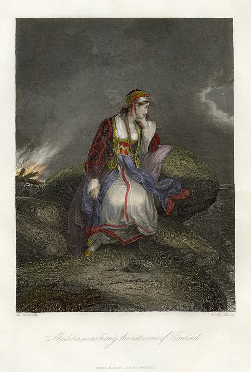 Medora watching the return of Conrad, 1849