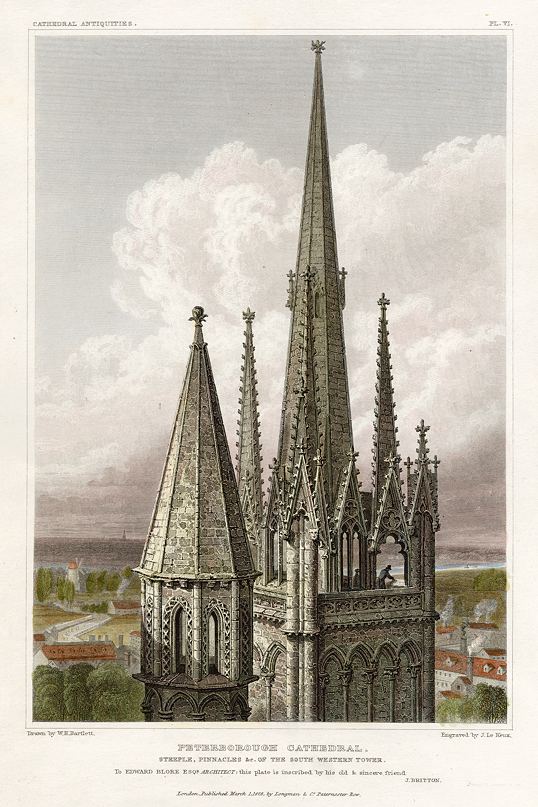 Northamptonshire, Peterborough Cathedral, SW tower, 1830
