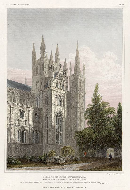 Northamptonshire, Peterborough Cathedral, NW Tower & Transept, 1830