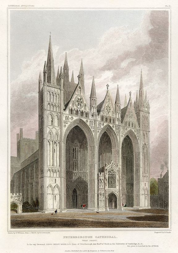 Northamptonshire, Peterborough Cathedral, West Front, 1830