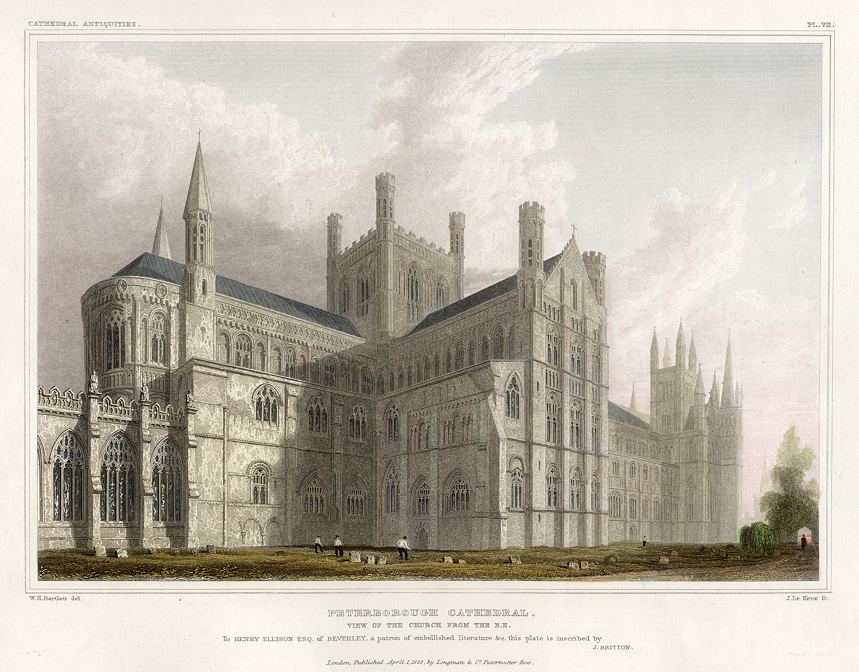 Northamptonshire, Peterborough Cathedral, from the N.E., 1830