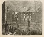 USA, New York, Park Theatre burning down, 1849
