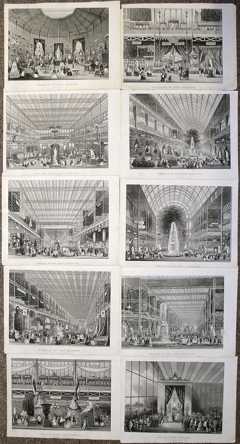 London, Great Exhibition interior - set of 10 prints, 1851