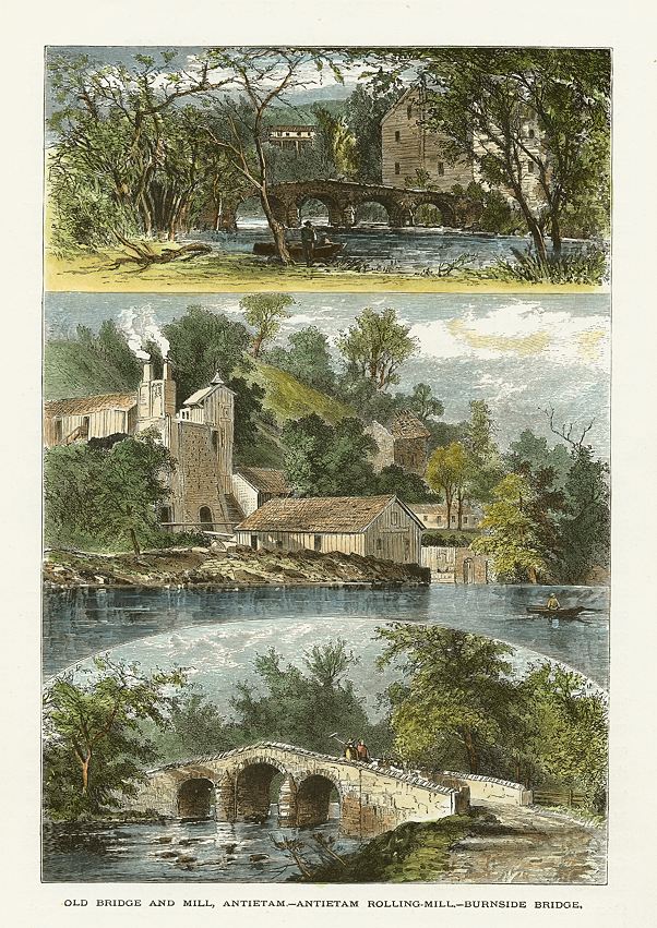 USA, MD, Old Bridge and Mill, Antietam-Antietam Rolling Mill-Burnside Bridge, 1875