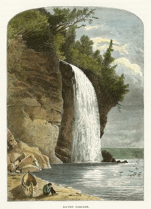 USA, Lake Superior, Silver Cascade, 1875