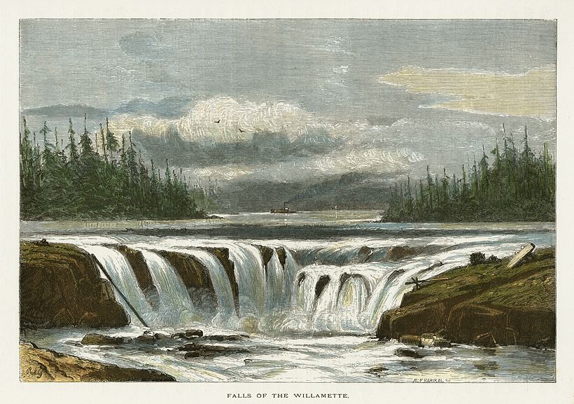 USA, Oregon, Falls of the Willamette, 1875