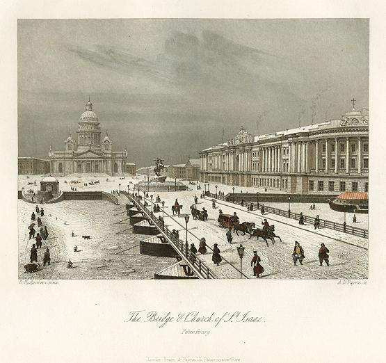 St.Petersburg, Bridge & Church of St.Isaac, 1845