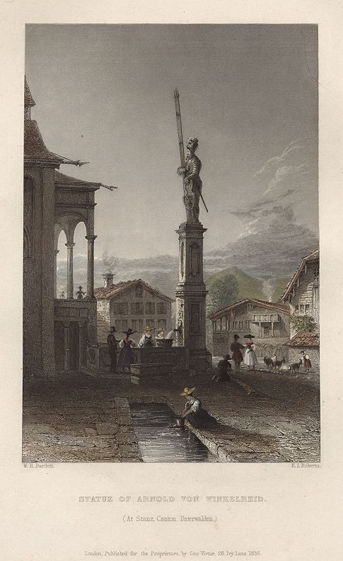 Switzerland, Stanz, Statue of Arnold von Winkelreid, 1836