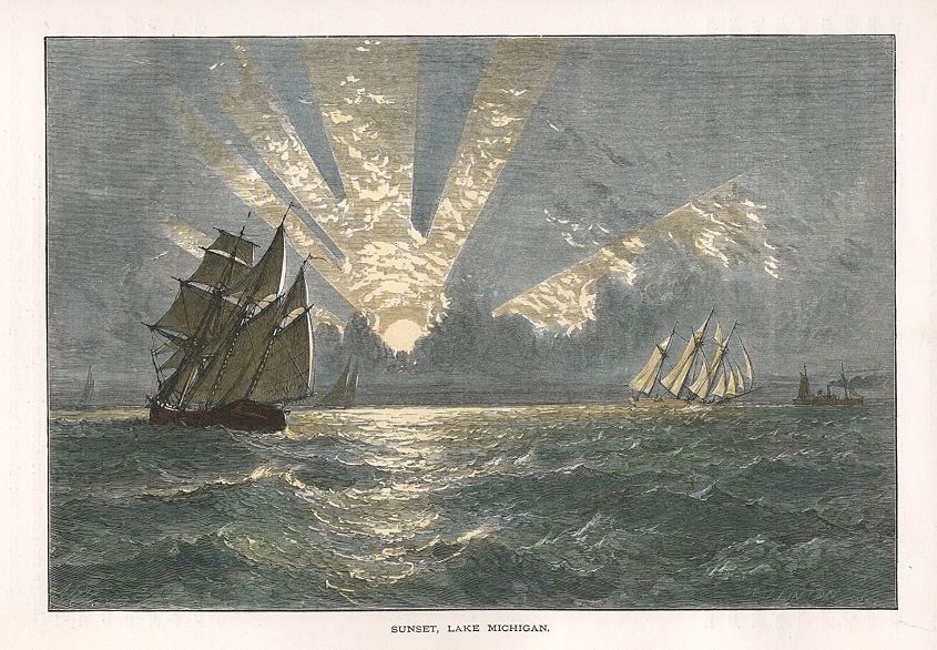 USA, Sunset on Lake Michigan, 1875