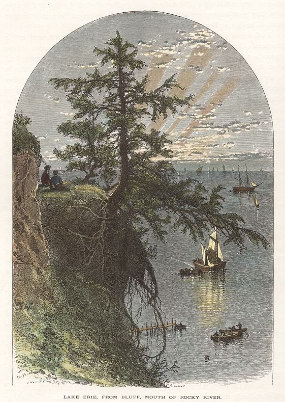 USA, Ohio, Lake Erie, from Bluff, mouth of the Rocky River, 1875