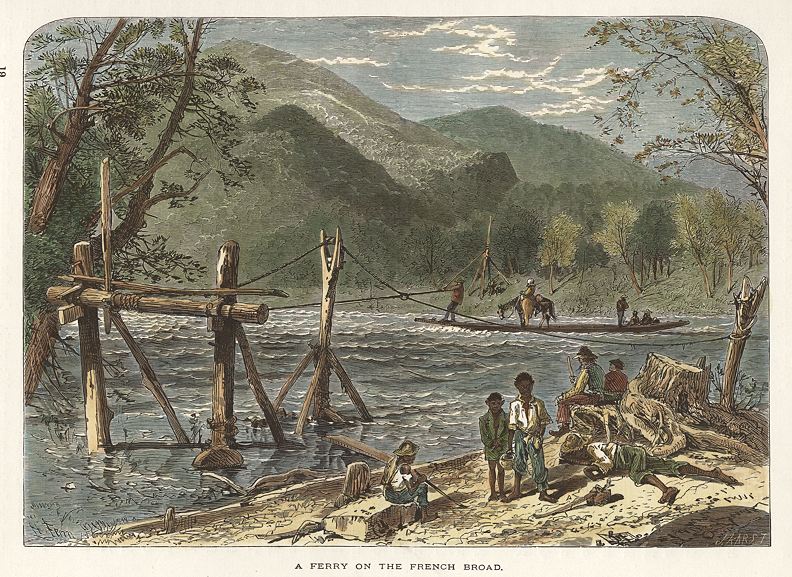 USA, North Carolina, Ferry on the French Broad, 1875