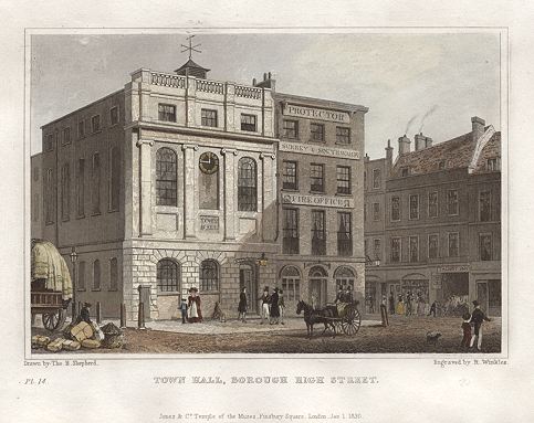 London, Town Hall, Borough High Street, 1831