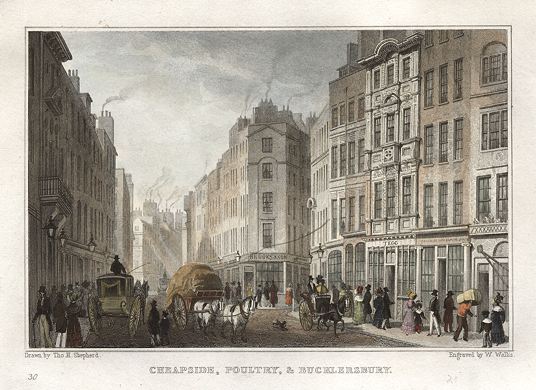 London, Cheapside, Poultry & Bucklersbury, 1831