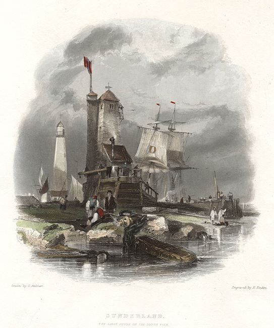 Co. Durham, Sunderland Lighthouse on South Pier, 1842