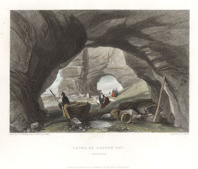 Devon, Caves at Ladram Bay, 1842