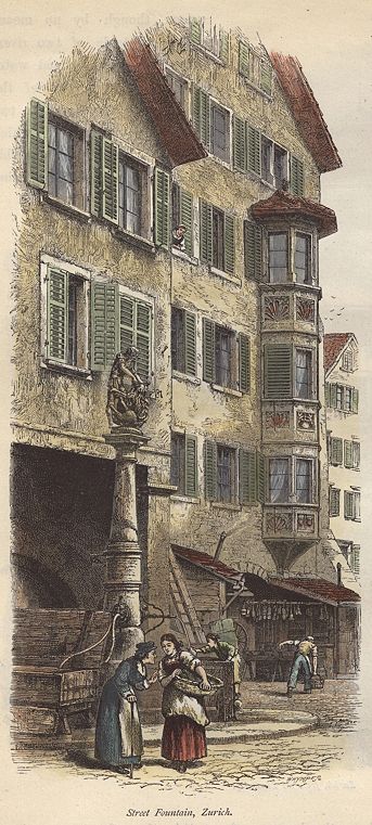 Switzerland, Zurich street fountain, 1875