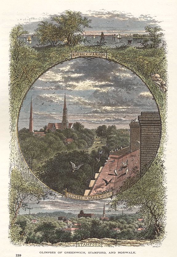 USA, CT, Glimpses of Greenwich, Stamford and Norwalk, 1875