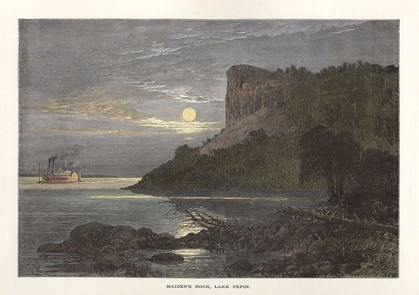 USA, WI, Maiden's Rock, Lake Pepin, 1875