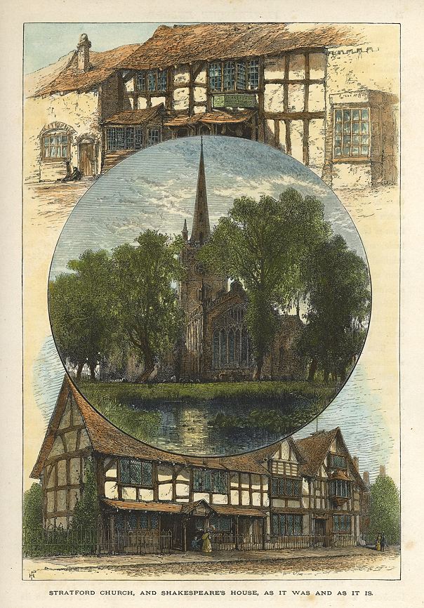 Warwickshire, Stratford Church and Shakespeare's House, 1875