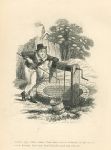 Cockney social caricature, boy fishing in well, Robert Seymour, 1835 / 1878