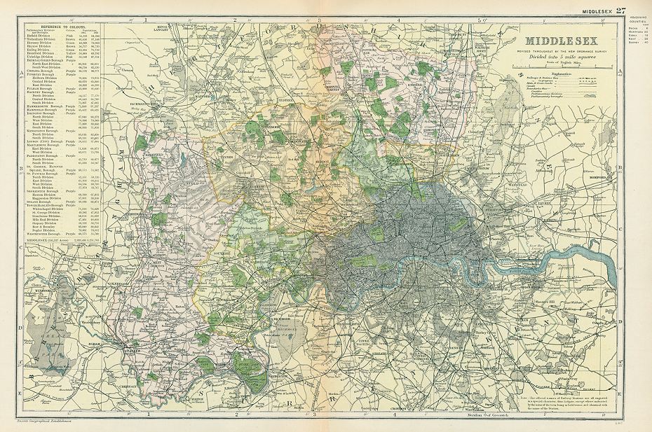 Middlesex and London map, 1898