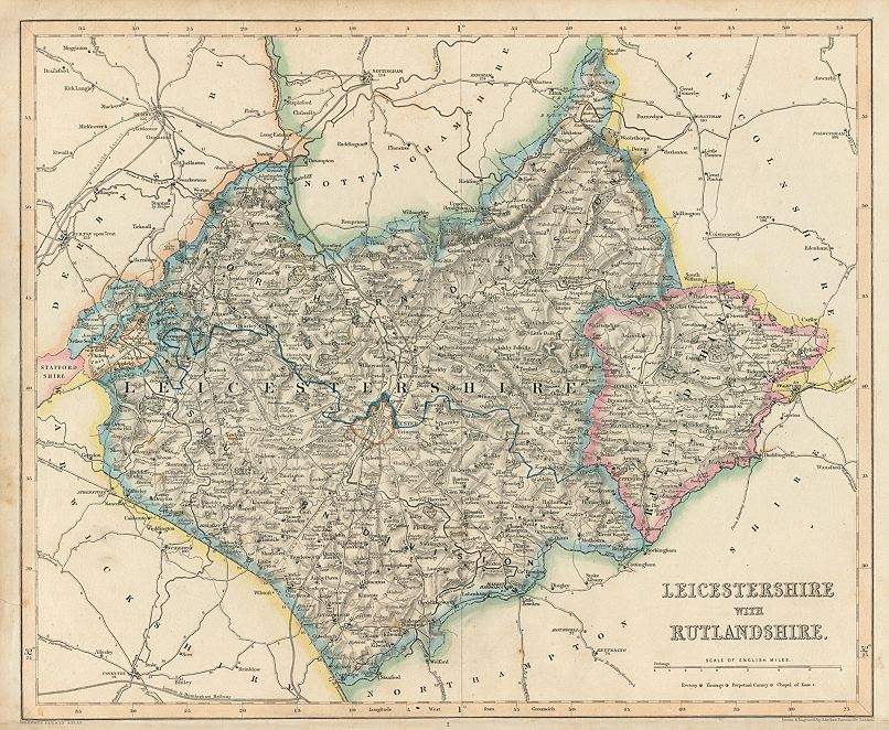 Leicestershire & Rutland map, 1844