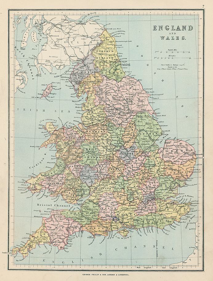 England & Wales map, 1875