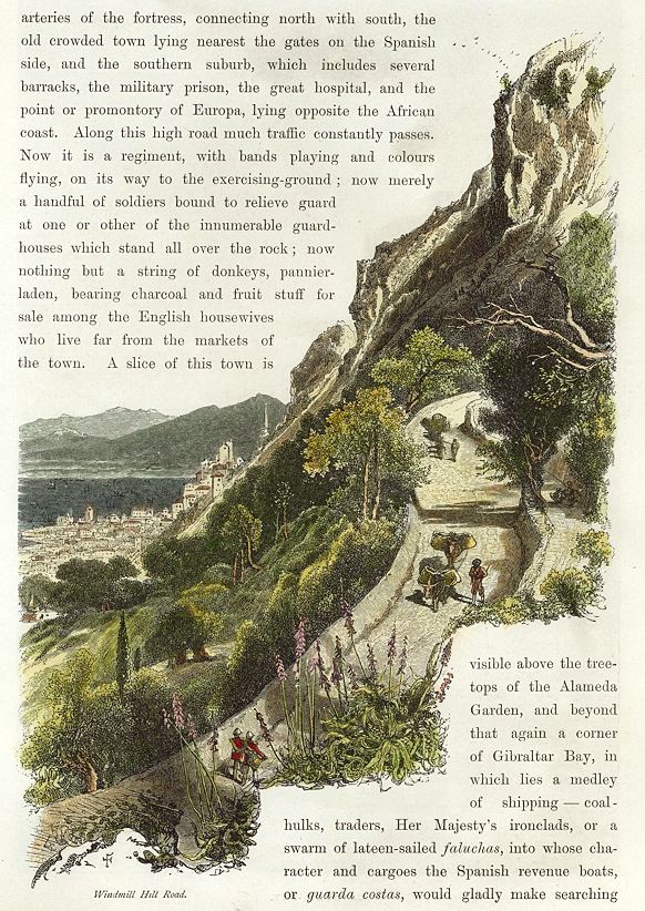 Gibraltar, Alameda Gardens and part of the town, 1875