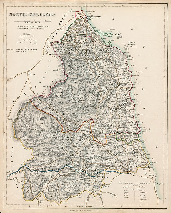 Northumberland map, 1844